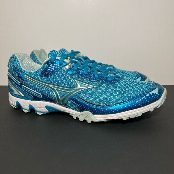 Womens MIZUNO Wave Katze 4 Blue Spiked Track Running Shoes / Size 8 - Picture 1 of 9